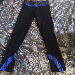 Black and blue athletic leggings